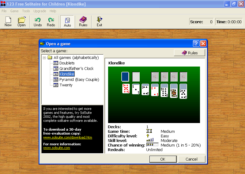123 Free Solitaire for Children 2002 Screenshot